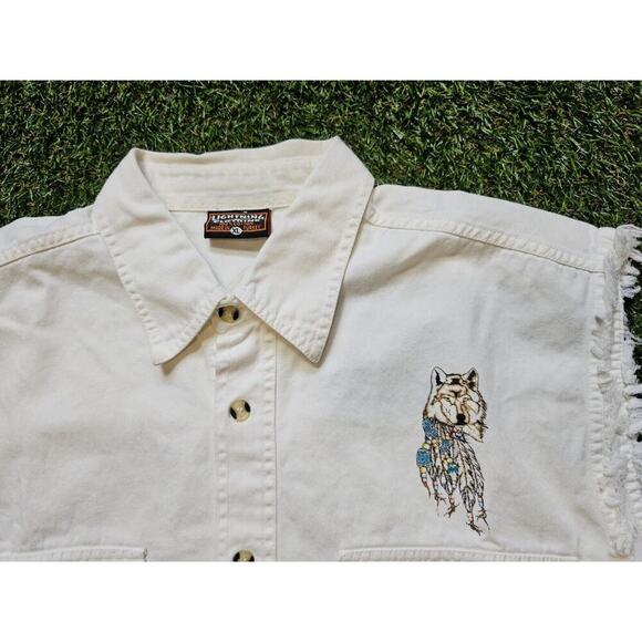 Vintage STURGIS MOTORCYCLE MENS XL SLEEVELESS BUTTON UP Canvas SHIRT VEST Eagle - Picture 4 of 8